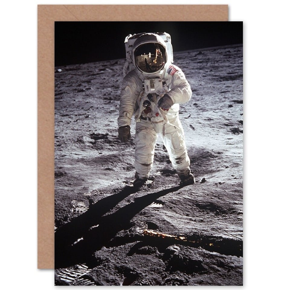 image 1 of Nasa Apollo 11 Astronaut Buzz Aldrin Moon Landing Greeting Card