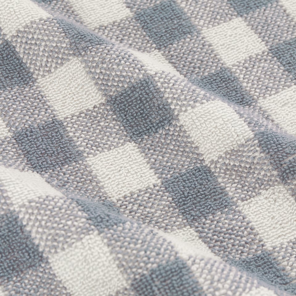 image 1 of Yard Barton Gingham 100% Cotton Check XL Bath Sheet, Denim Blue