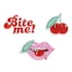 image 1 of Bite Me Pink & Red Iron On Patches - Pack of 3