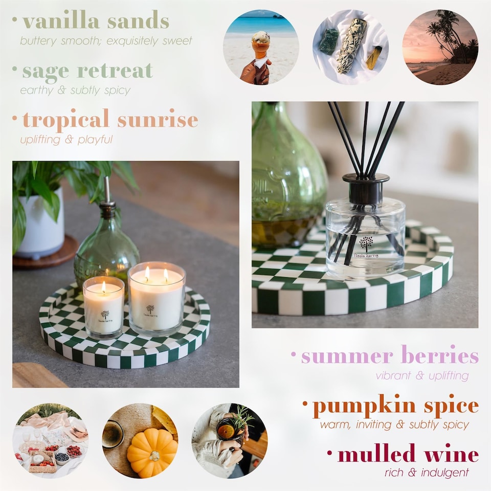 image 1 of Nicola Spring Soy Wax Scented Candle & Reed Diffuser Set - 160g Candle 28 Hour Burn & 200ml Diffuser 60 Day Scent | Clear | Tropical Sunrise