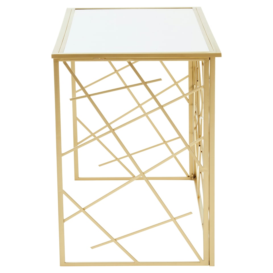 image 1 of Interiors By Premier Sleek Champagne Gold Finish Console Table With Mirror Top, Sturdy  Hallway Table, Decorative Surface Table Gold