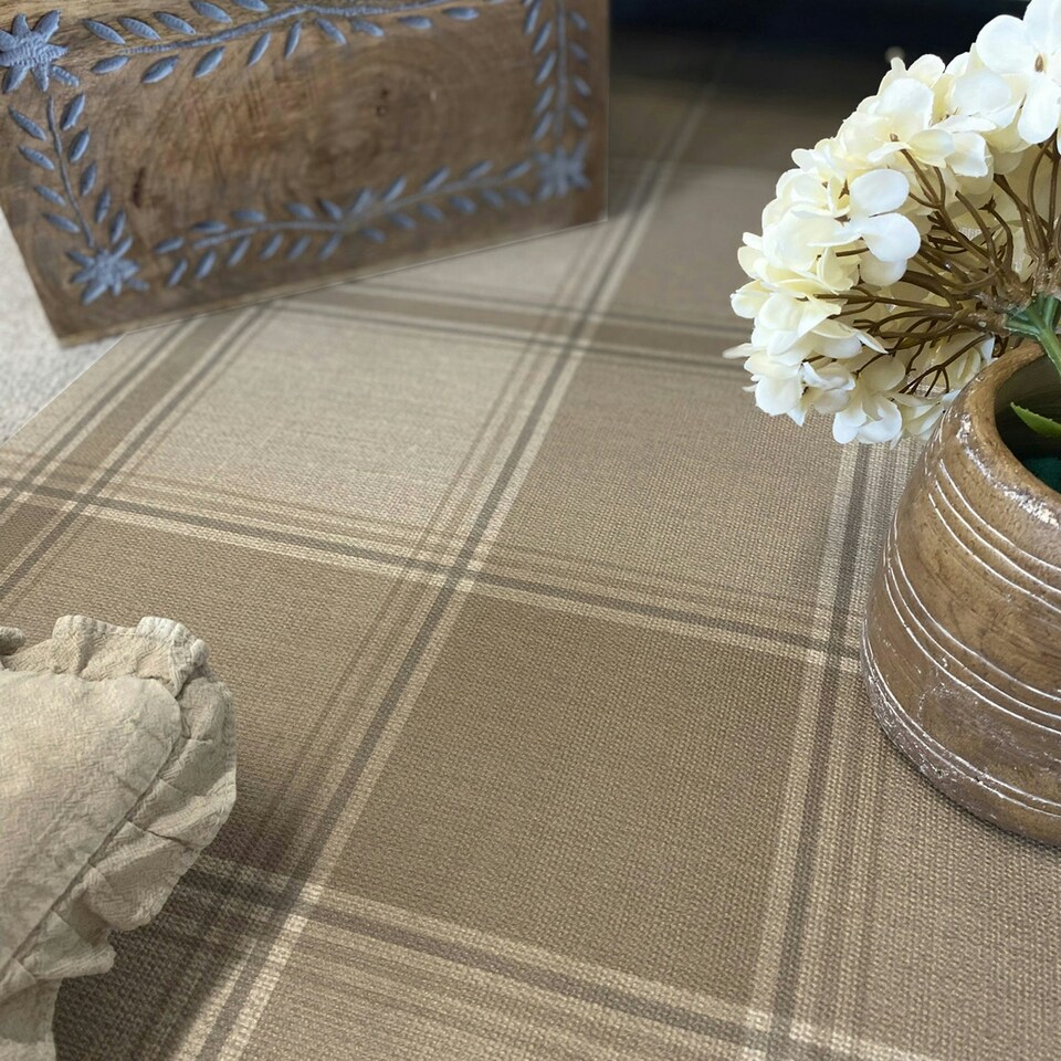 image 1 of Carmella Check Beige Wallpaper Brown | Beige