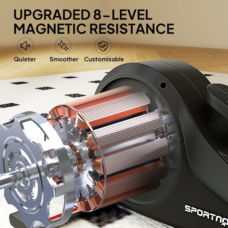 image 1 of SPORTNOW Under Desk Elliptical Machine, Pedal Exerciser with LCD Monitor, 8 Adjustable Magnetic Resistances, Quiet & Portable 2-in-1 Seat & Stand Up Exercise for Home, Mini Elliptical for Seniors