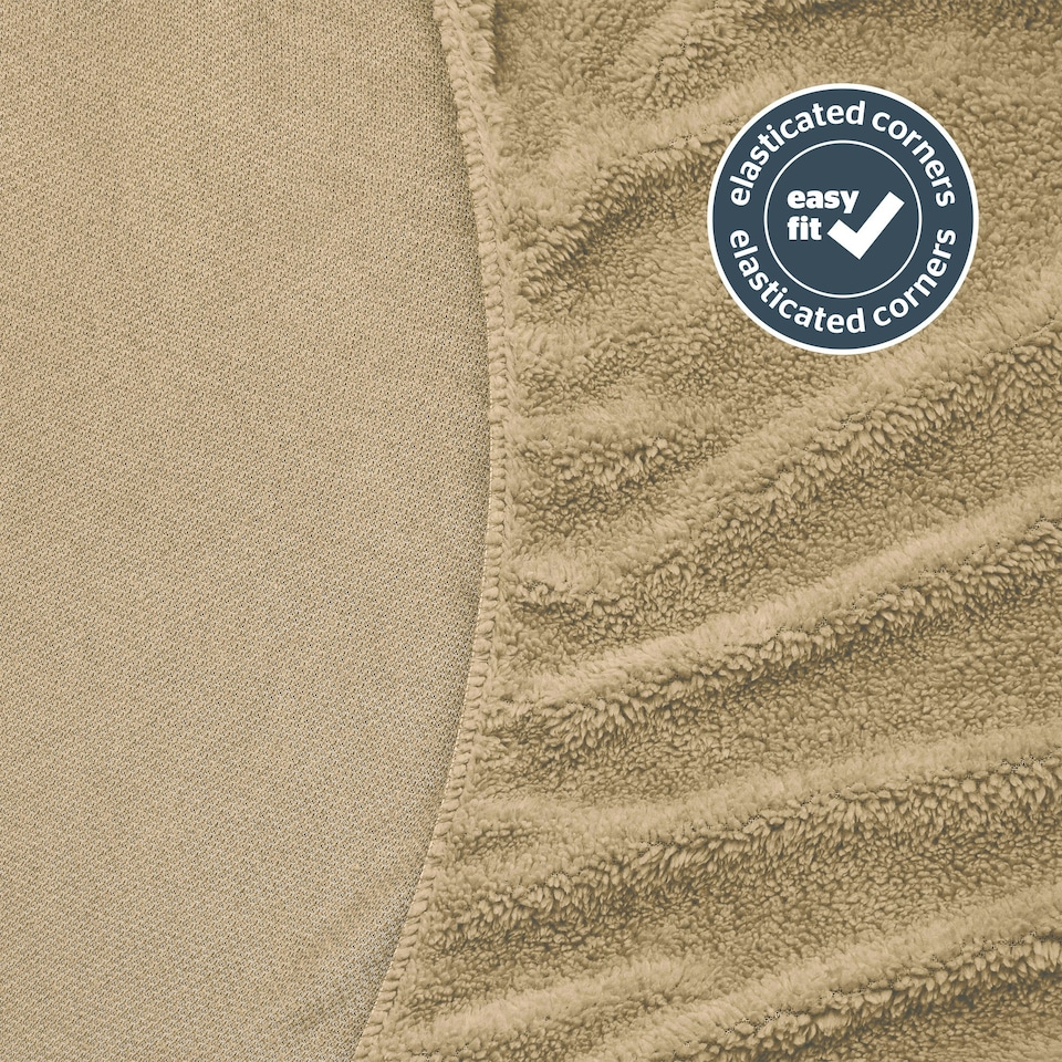 image 1 of Silentnight Teddy Fleece Fitted Sheet, Natural Beige, King, Supersoft Cosy Winter Bedding