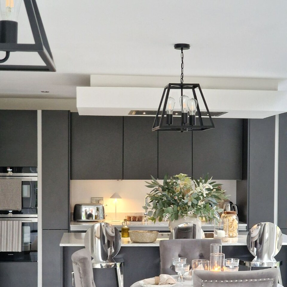 image 1 of Charley 3-Light Black Lantern Ceiling Pendant