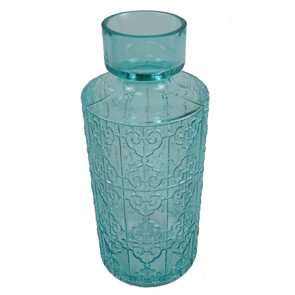 image 1 of Glass Vase Tall Turquoise Glass Vase 40cm Botanik | Green | 40
