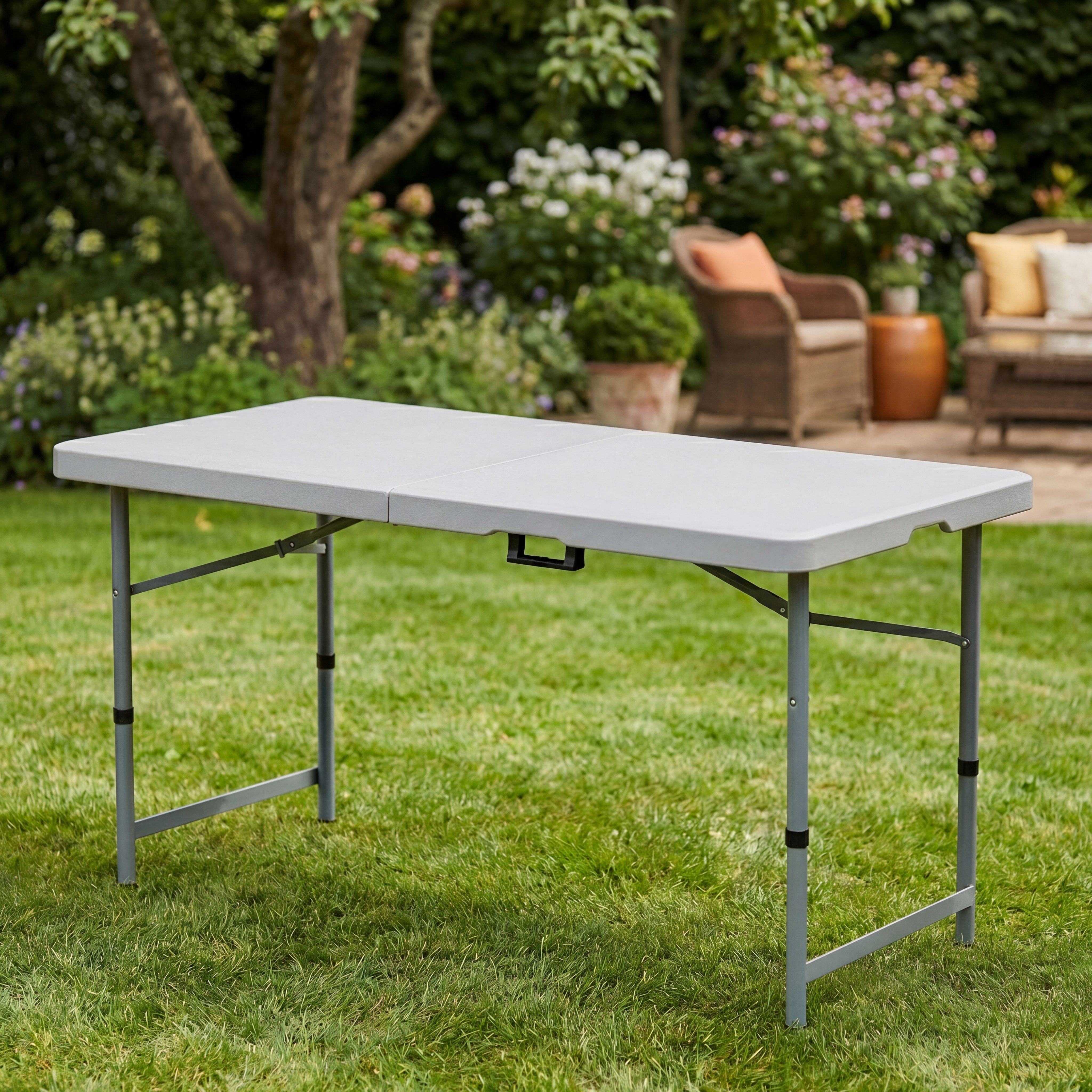 Home Vida 4ft Portable Folding Table Indoor Outdoor Use Garden BBQ Picnic