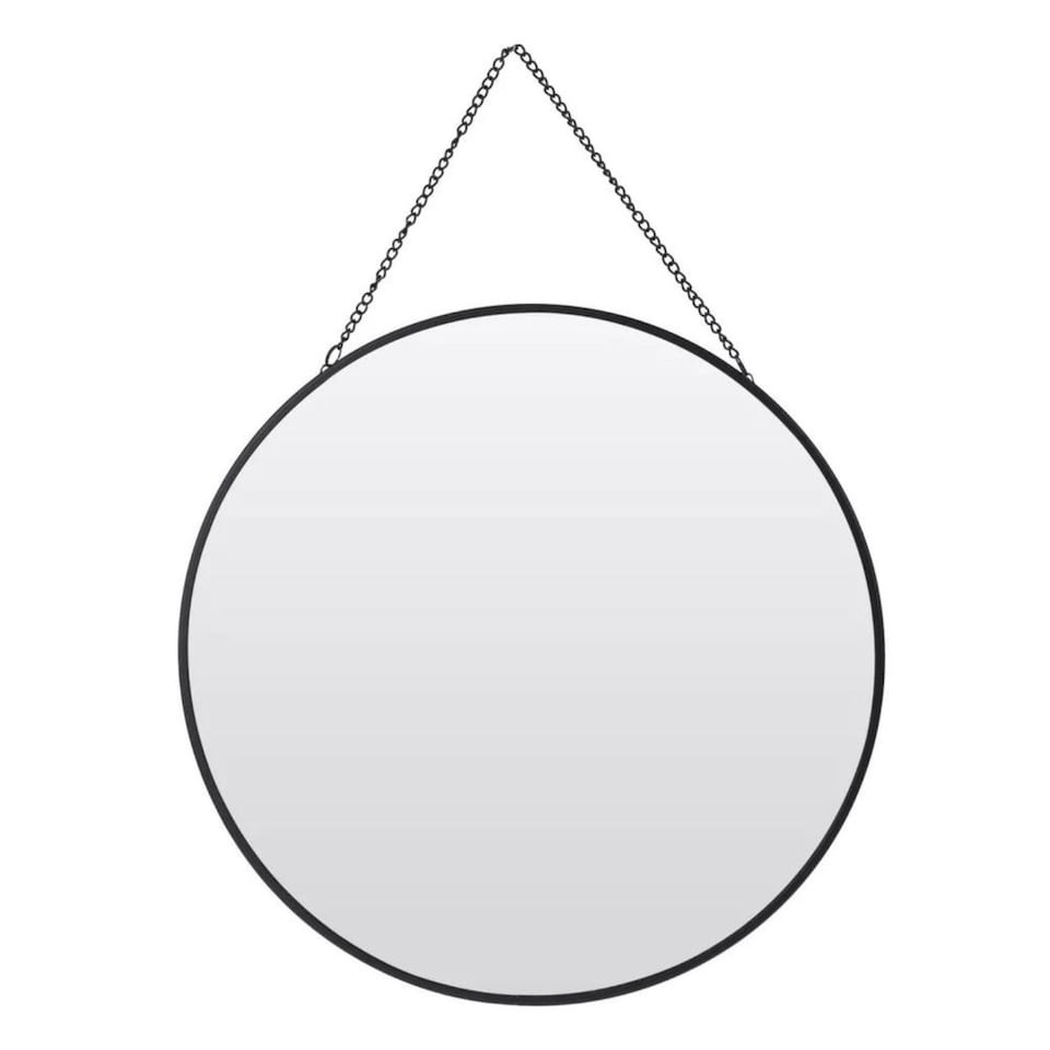 image 1 of 30cm Gold or Black Round Hanging Wall Mirror | Black | 1