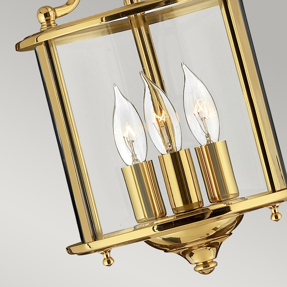 image 1 of Gentry 3 Light Small Ceiling Lantern Pendant Polished Brass, E14