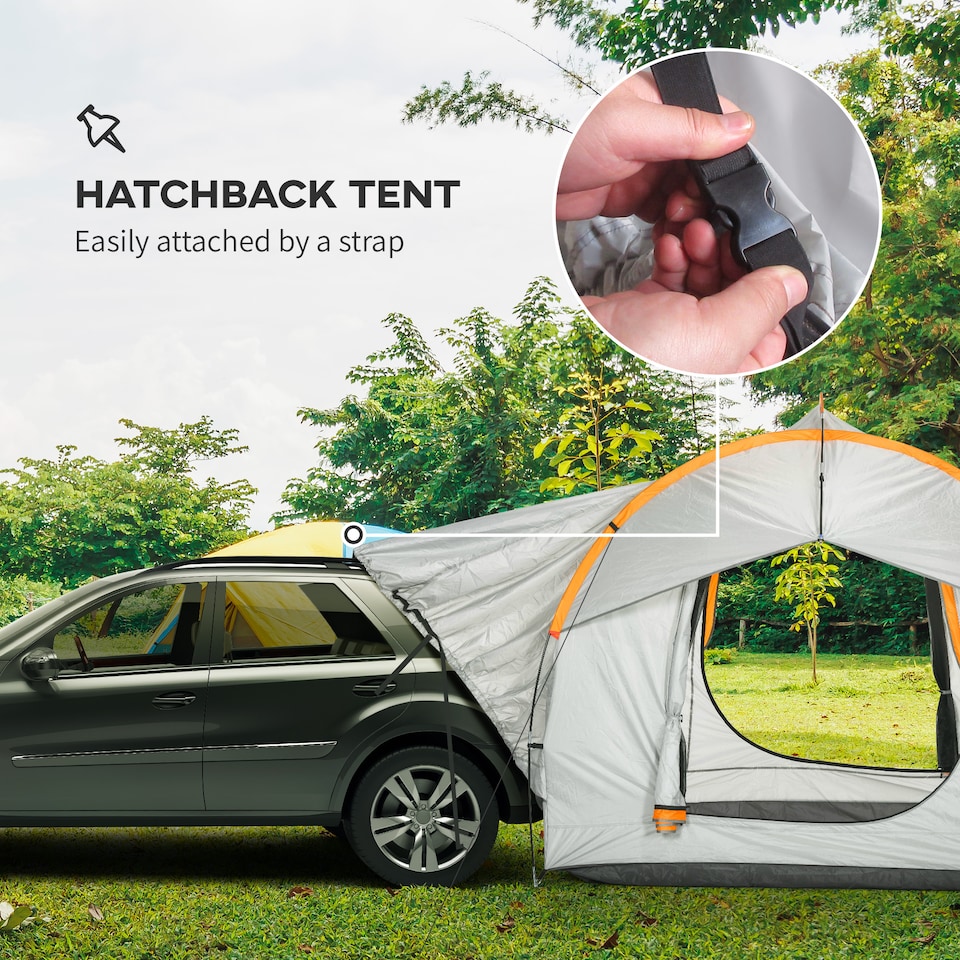 image 1 of Outsunny 5 Man Tailgate Tent 2000mm Waterproof | Grey | Grey and Orange | 239x210x210 cm