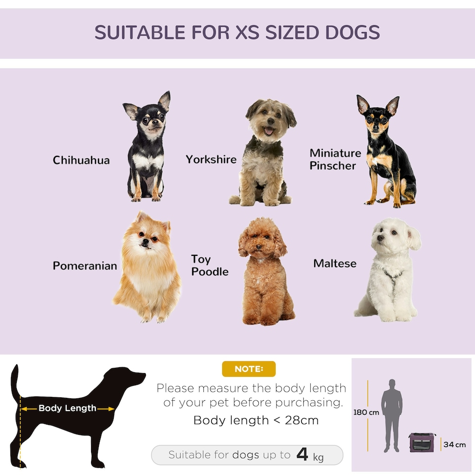 image 1 of PawHut 48.5cm Soft Side Pet Carrier w/ Cushion, for Miniature Dogs - Purple