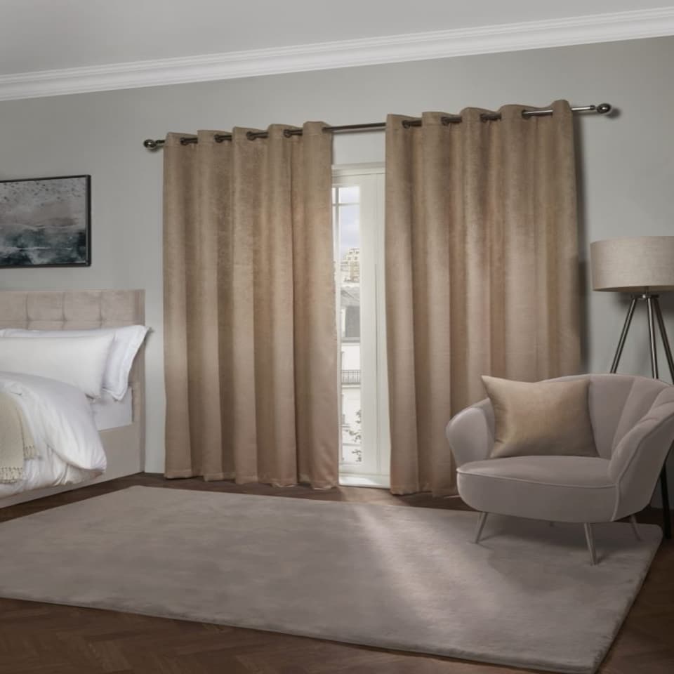 image 1 of Metro Thermal Blackout Eyelet Curtains 168cm x 228cm Taupe Brown | Natural