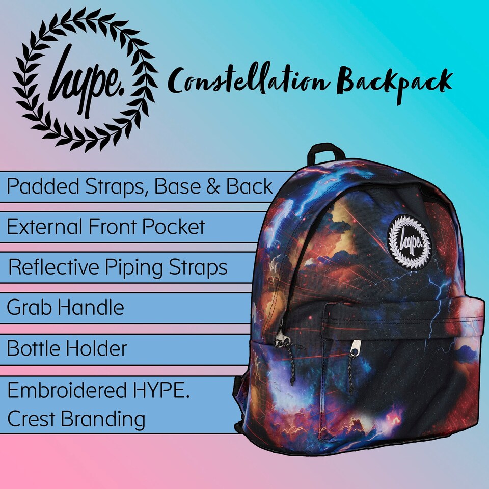 image 1 of Kids Backpack Constellation Galaxy Print | 18L School Bag with Laptop Sleeve | Multi | Multi | 1