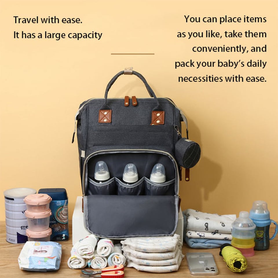 image 1 of Multifunctional Maternity and Baby Backpack for Outings | Grey | Dark Grey