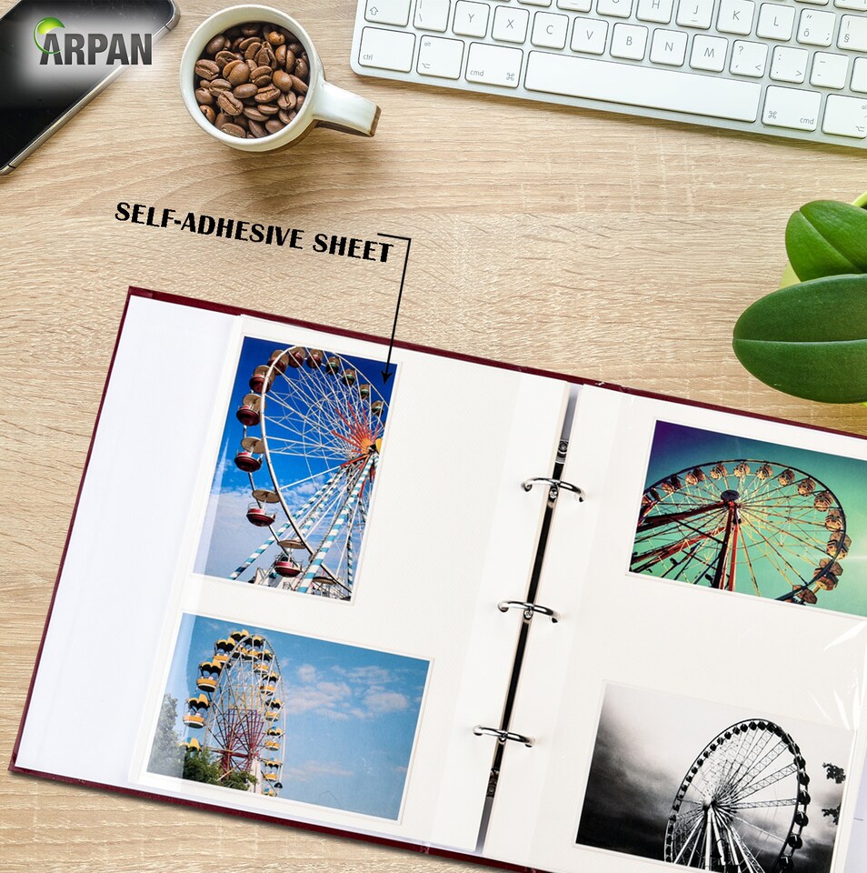 image 1 of Large Self Adhesive Ring Binder Photo Album – 40 Sheets / 80 Sides – Traditional Sticky Page Memory Scrapbook Album