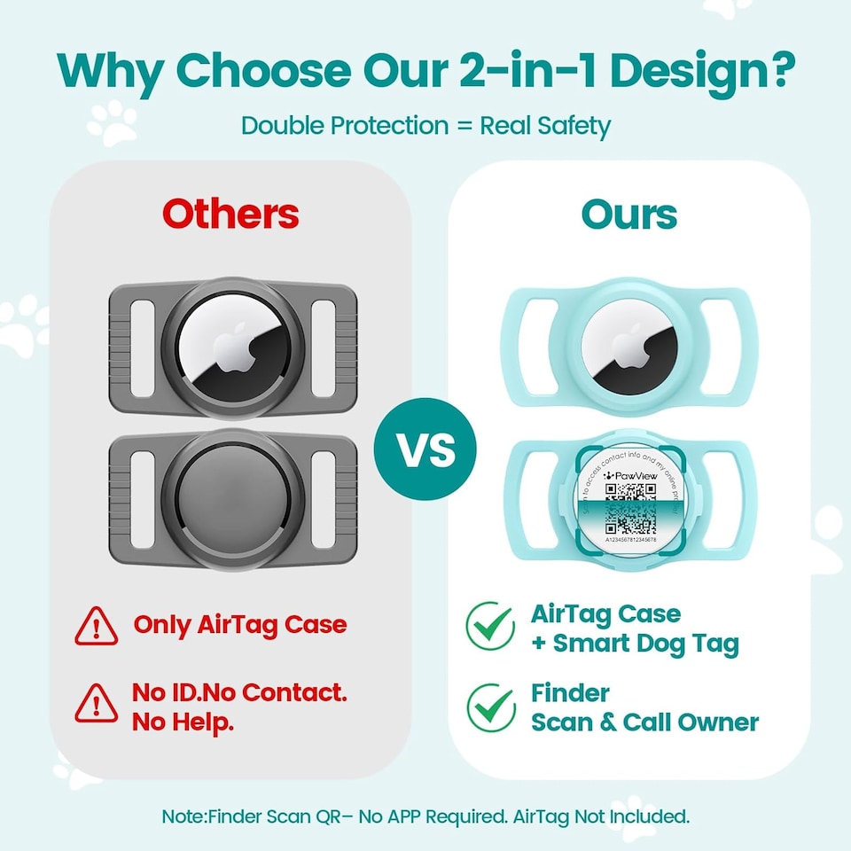 image 1 of AirTag Dog Collar Holder & Free App Pet Tracker Smart QR ID