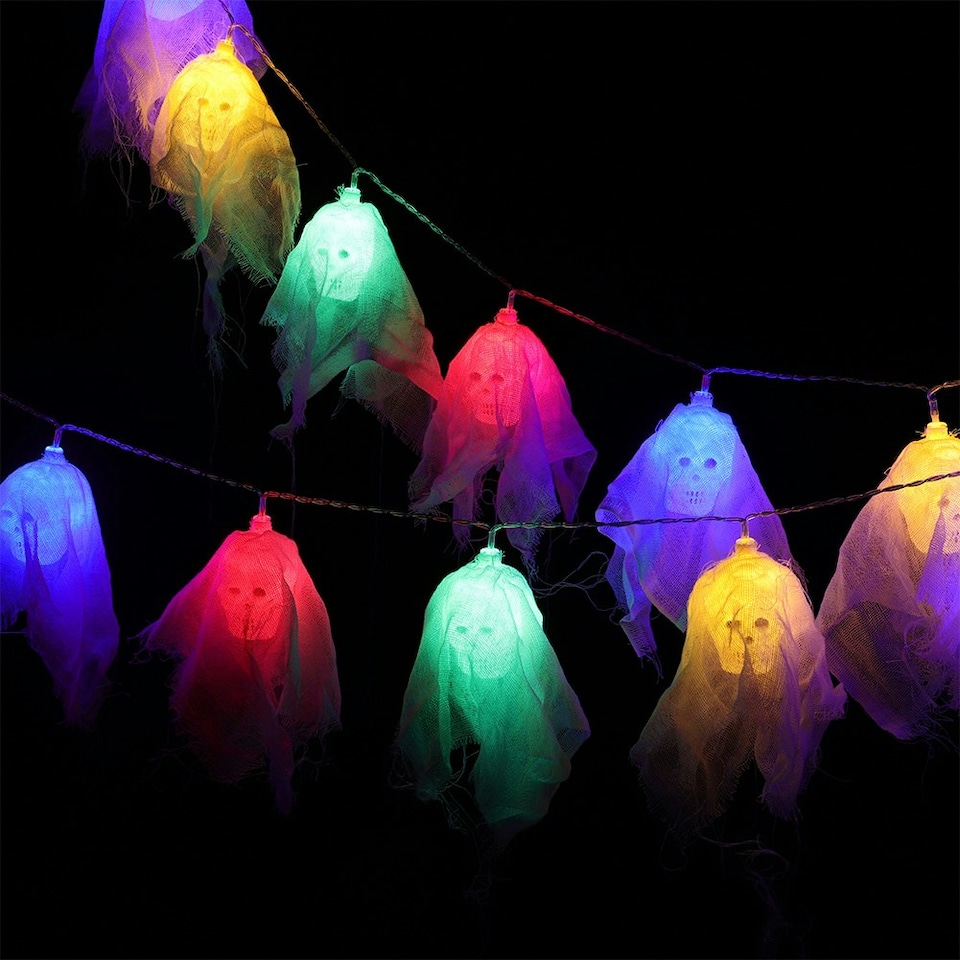 image 1 of Living and Home Halloween LED Skull String Lights - Colorful