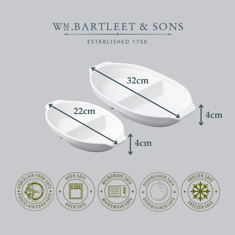 image 1 of Porcelain Divided Dish, Set of 2