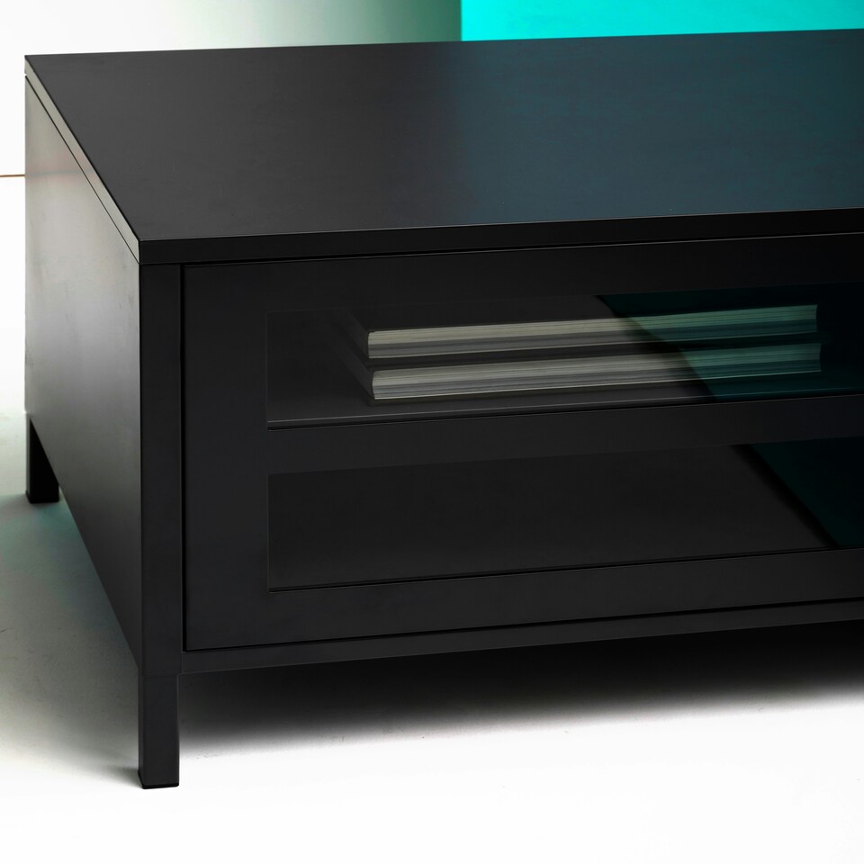 image 1 of Interiors by Premier Industrial Design Two Door Black Media Unit, Durable Construction Of TV Stand, Versatile Modern TV Cabinet | Black