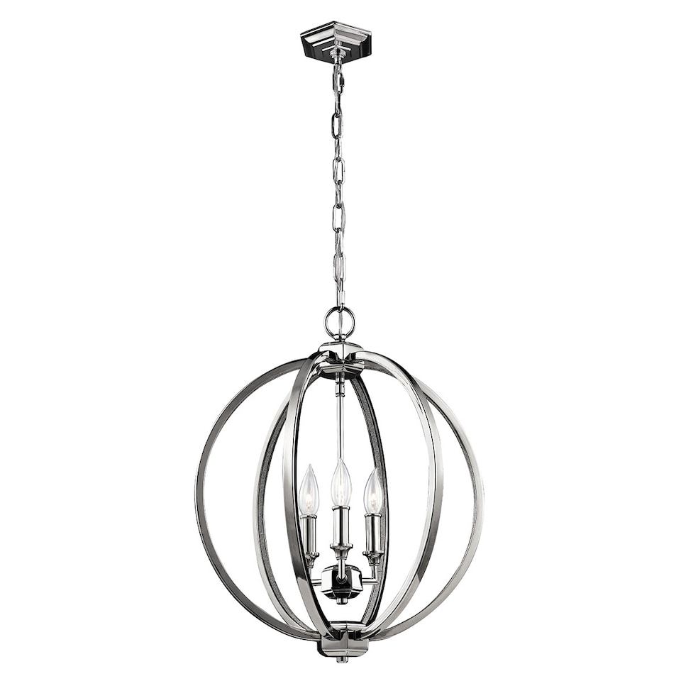 image 1 of Corinne 3 Light Medium Spherical Ceiling Pendant Polished Nickel, E14
