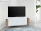 image 2 of MDA Designs CORVUS Corner-Friendly Gloss White Contemporary Cabinet with Walnut Profiles White BeamThru Glass Doors Suitable for Flat Screen TVs up to 50" | Multi | 1