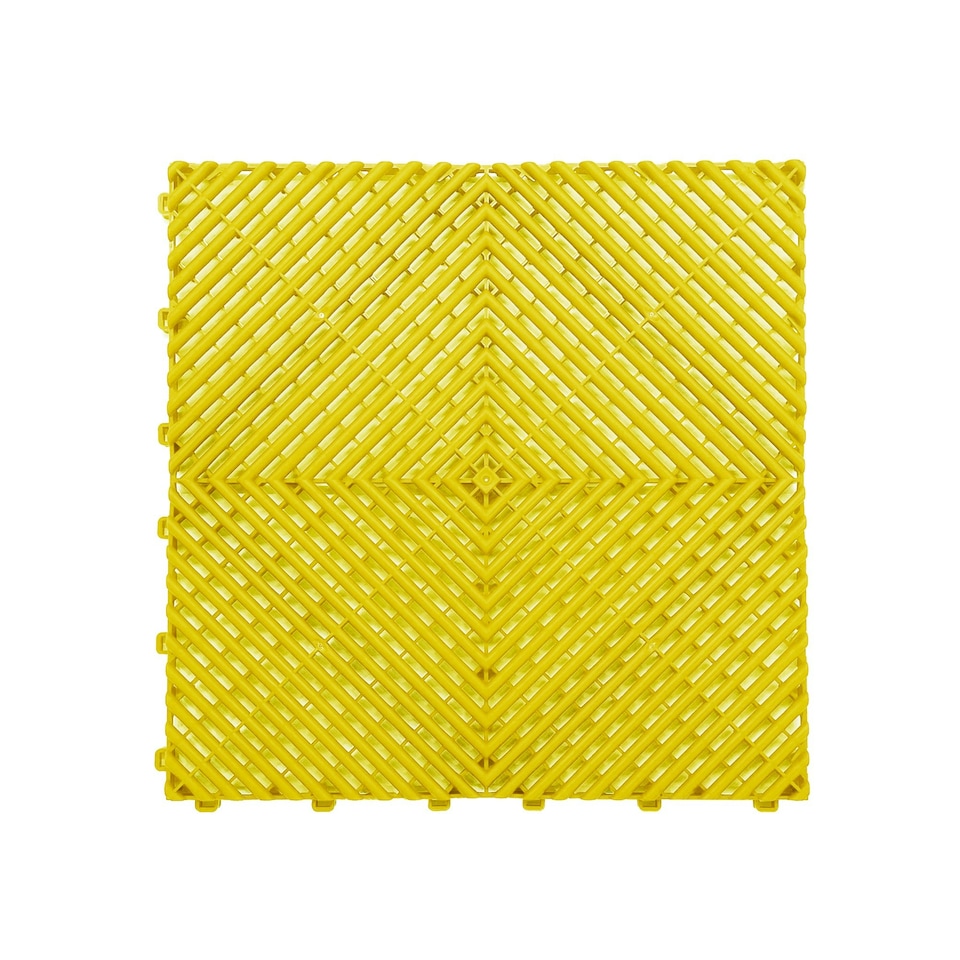 image 1 of Modular Interlocking Ribbed Vented Garage Floor Tiles - Yellow