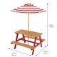 image 7 of Teamson Kids Children's Wooden Picnic Table with Umbrella for Outdoor Garden Play, Red
