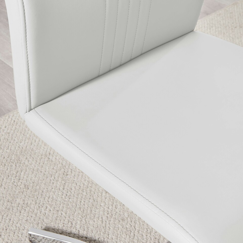 image 1 of Furniturebox 2x Willow White Faux Leather Chrome 'Z' Dining Chairs