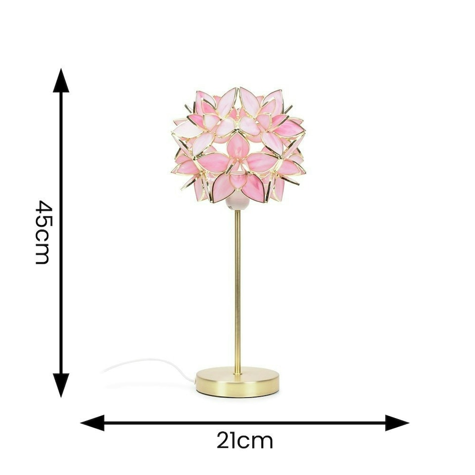 image 1 of ValueLights Charlie Gold Table Lamp Pink Globe Shade & Bulb | Multi