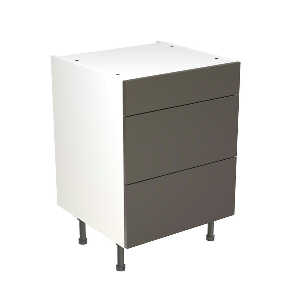 image 1 of 3 Drawer Base Unit 600mm w/ Slab Cabinet Door - Ultra Matt Graphite Grey | Ultra Matt Graphite