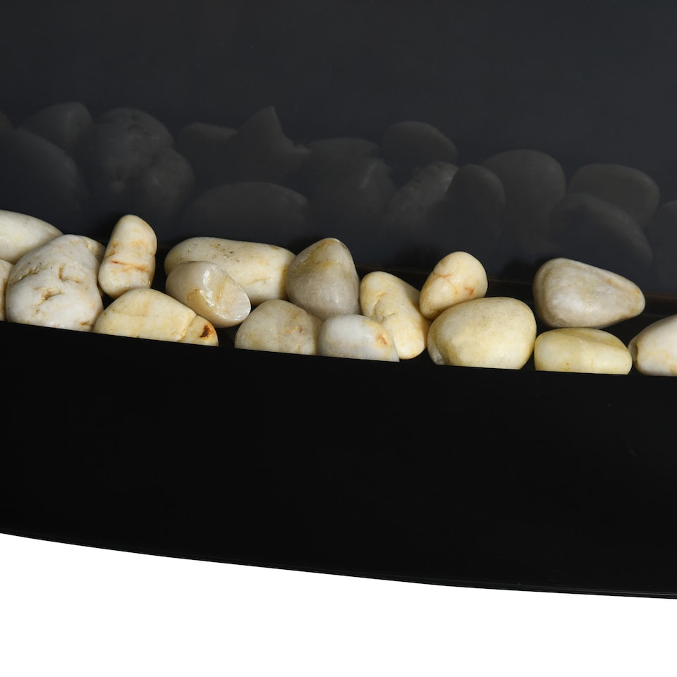 image 1 of HOMCOM Led Wall Mounted Fireplace Curved Glass Electric Fire Place Fire Place 7 Colour Side Lights Slimline, 10002000W, 89.2cm  48cm