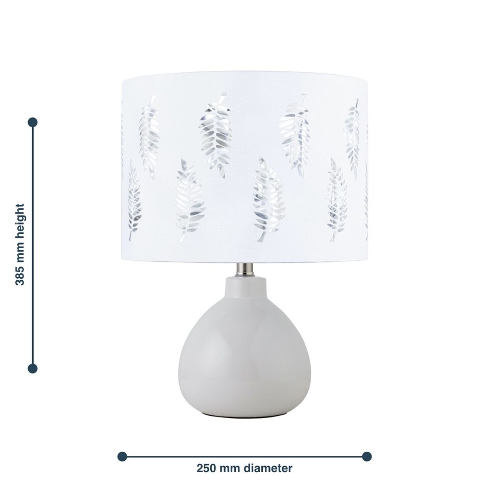 image 1 of Set of 2 Tuscan - White Ceramic Lamps with White Fern Shade | White | White | Large | 2