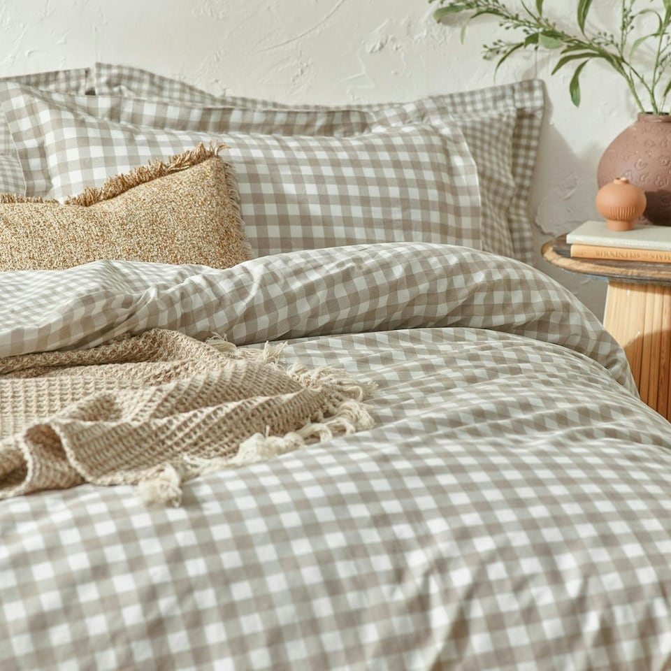image 1 of Yard Barton Gingham Check Super King Duvet Cover Set