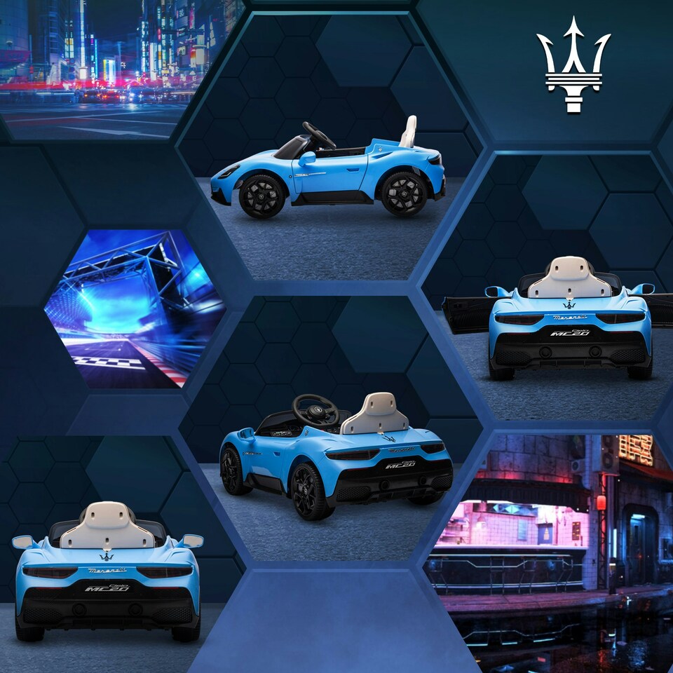 image 1 of AIYAPLAY Maserati MC20 Licensed 12V Kids Ride on Car w/ Remote, Blue
