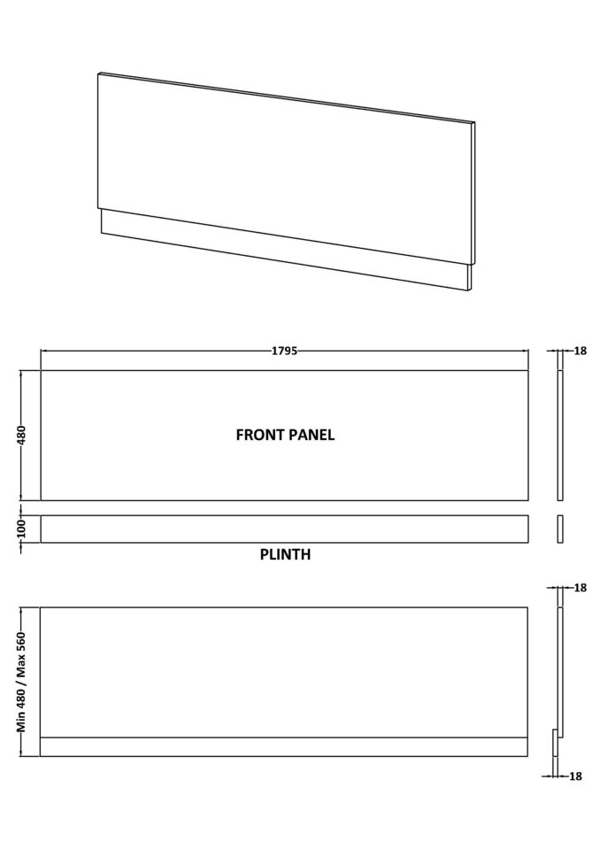 image 1 of Balterley Edge/Power Straight Front Bath Panel & Plinth | Blue | Midnight Blue | 1