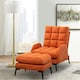 image 2 of Living and Home Recliner Armchair and Ottoman Set with Metal Legs - Orange
