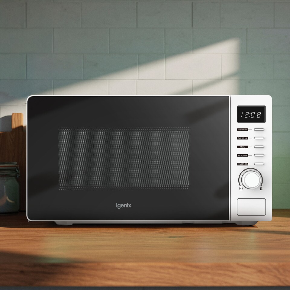 image 1 of 20L 700W Digital Microwave, 8 Functions, 5 Power Levels, Igenix IGMS02070W