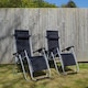 image 1 of Pair of Multi Position Garden Gravity Relaxer Chair / Sun Lounger - BLACK/SILVER