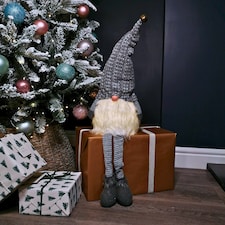 79cm Battery Operated Christmas Gonk with Dangly Legs Decoration in Dark Grey