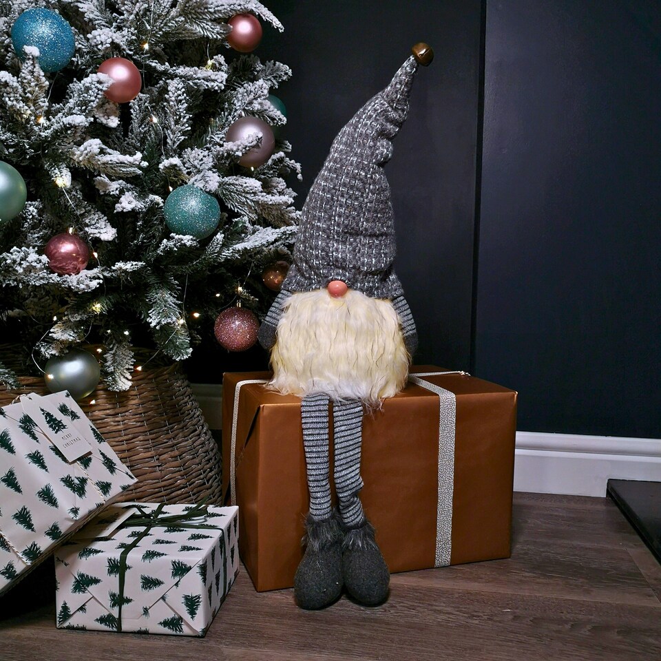 image 1 of 79cm Battery Operated Christmas Gonk with Dangly Legs Decoration in Dark Grey