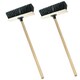 image 2 of 2 x 13" Strong Black Wooden Handle PVC Bristle Sweeping Broom Great For Outdoor Areas