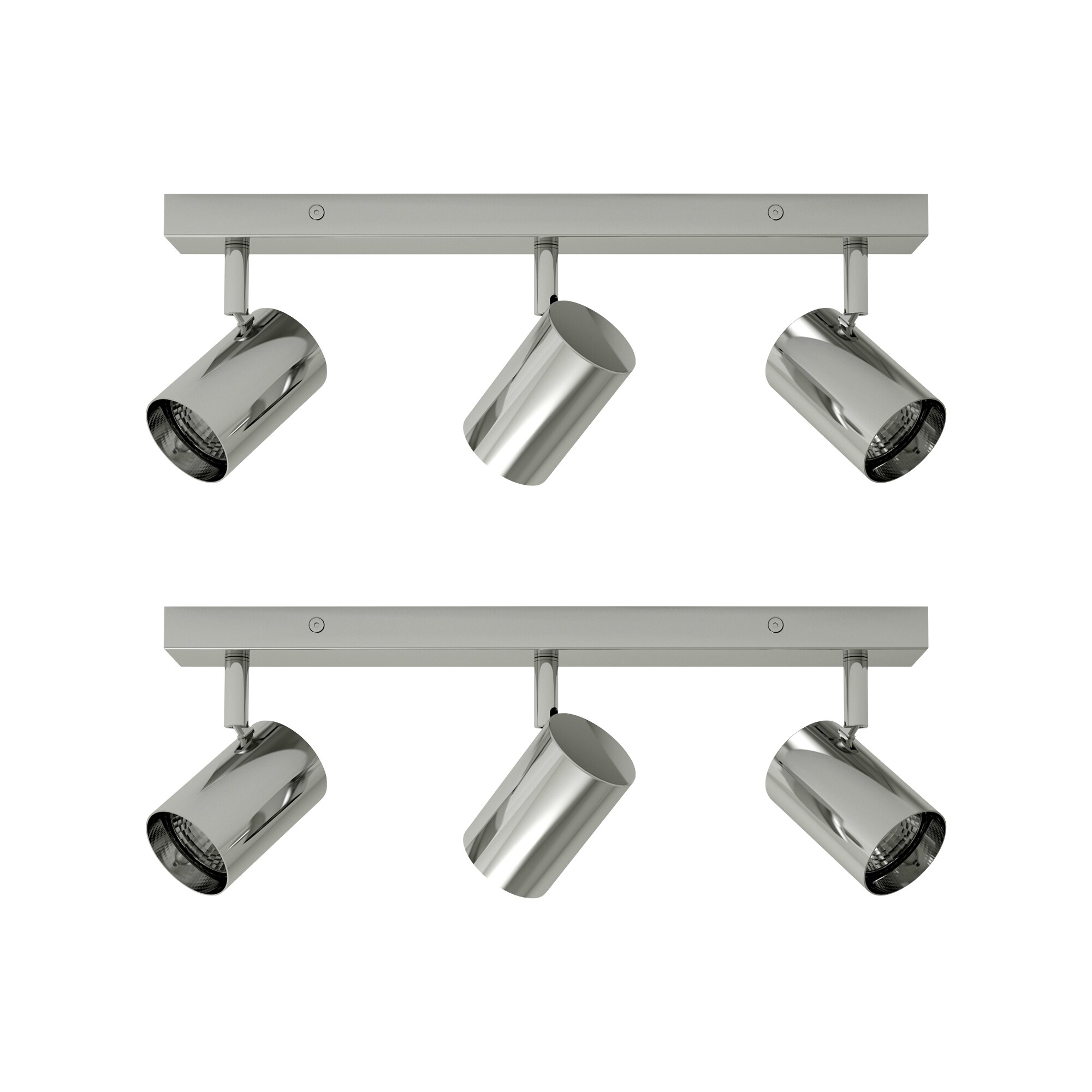 First Choice Lighting Set of 2 Eden - Chrome Bathroom 3 Light Adjustable Spotlight Bars in Silver