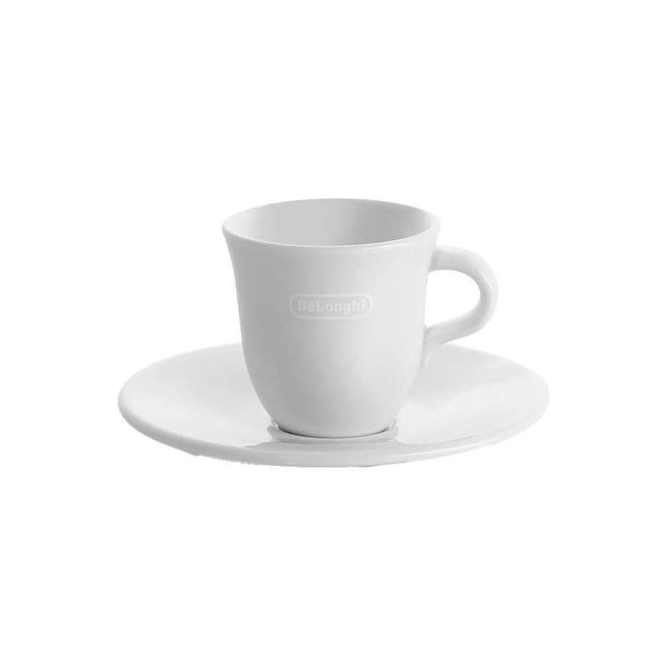 image 1 of De'Longhi DLSC308 Ceramic Espresso Cups Twin Pack with Saucers 70ml White White