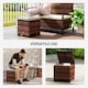 image 7 of Outsunny Set of 2 Rattan Storage Ottoman, Outdoor Footstool with Removable Cushions, Garden Storage Seat for Balcony, Porch, Living Room, Beige | White | 40W x 40D x 40H cm | 1
