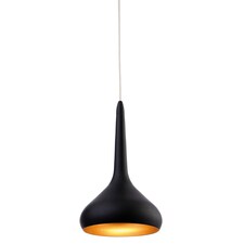 Bar LED 18 Light Ceiling Pendant Black, Gold Inside
