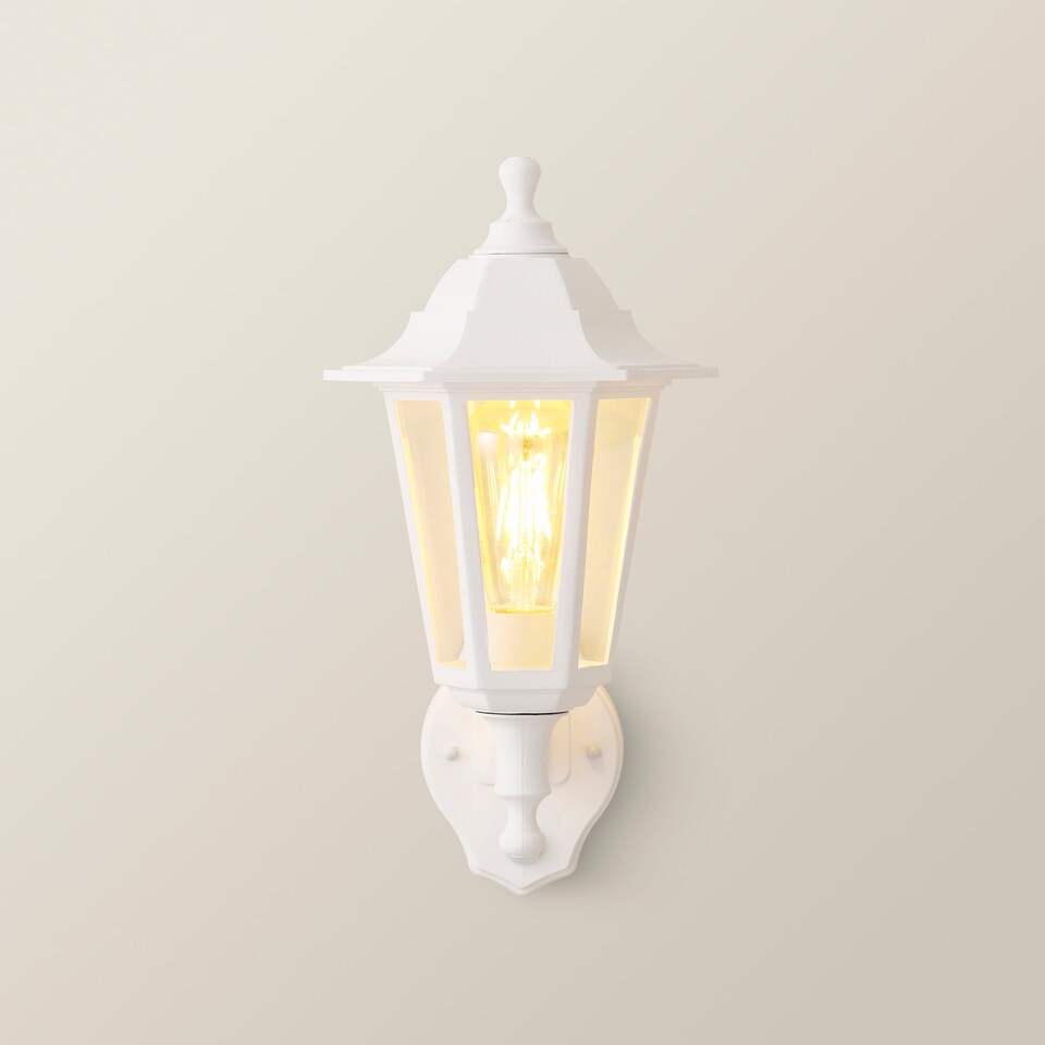 image 1 of ValueLights White Outdoor Garden Wired Security Lantern Wall Light
