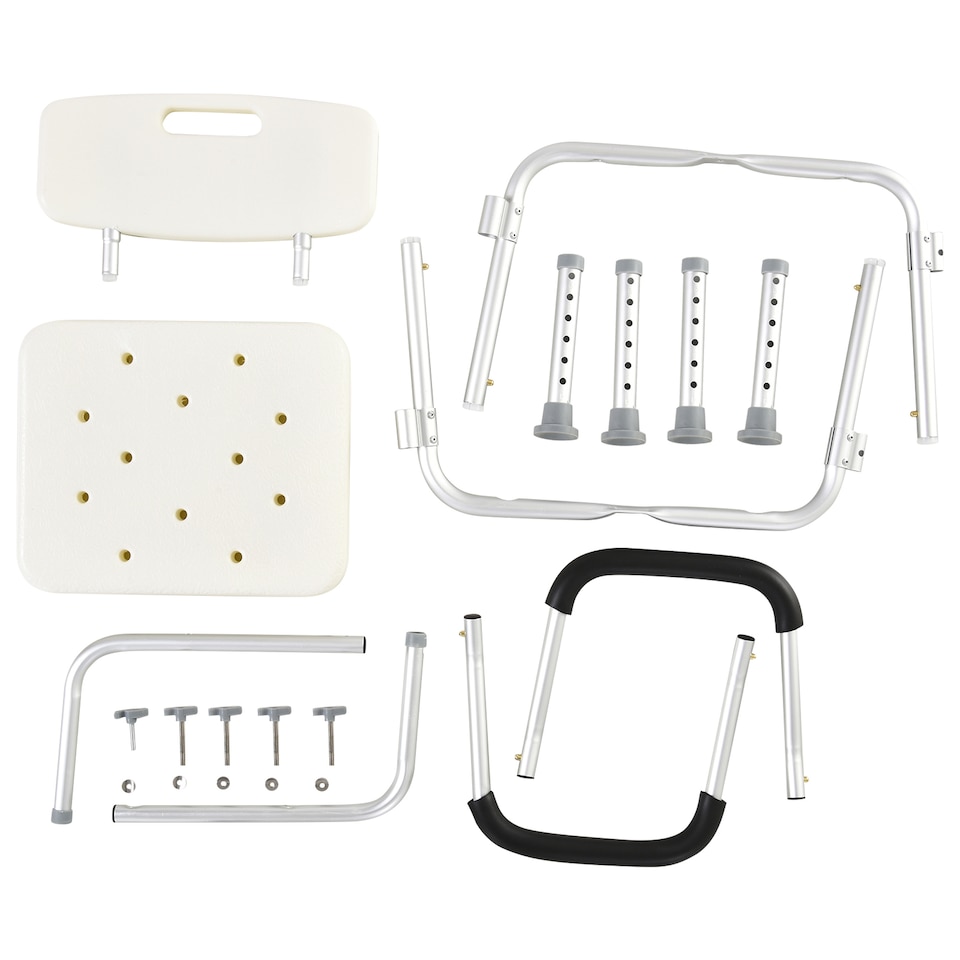 image 1 of HOMCOM Adjustable Shower Chair, Shower Seat, Portable Medical Stool with Adjustable Back and Armrest for Mobility