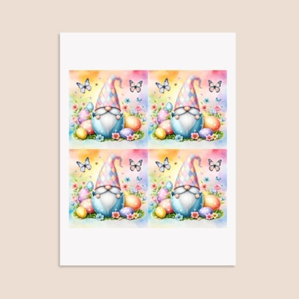 image 1 of Easter Gonk Square Stickers 95mm - Sheet of 4