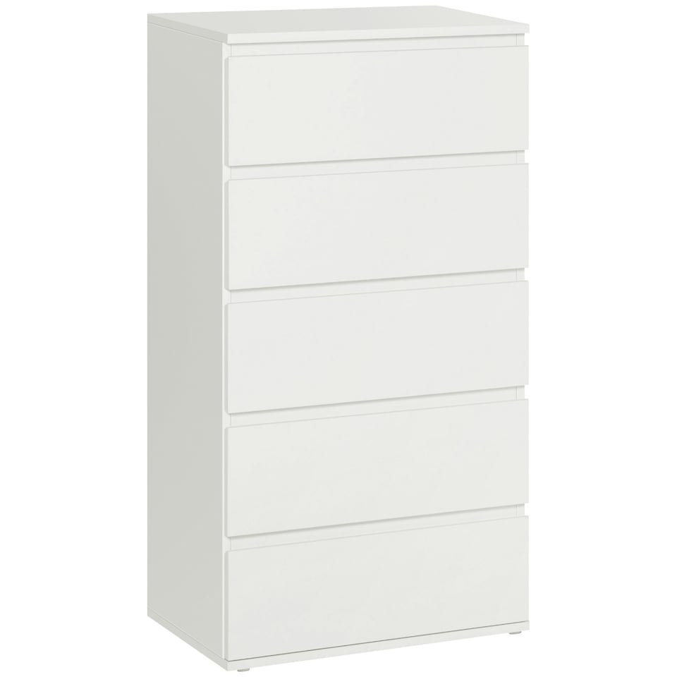 image 1 of HOMCOM 5 Drawer Cabinet Storage Cupboard Sideboard Organiser Living Room White