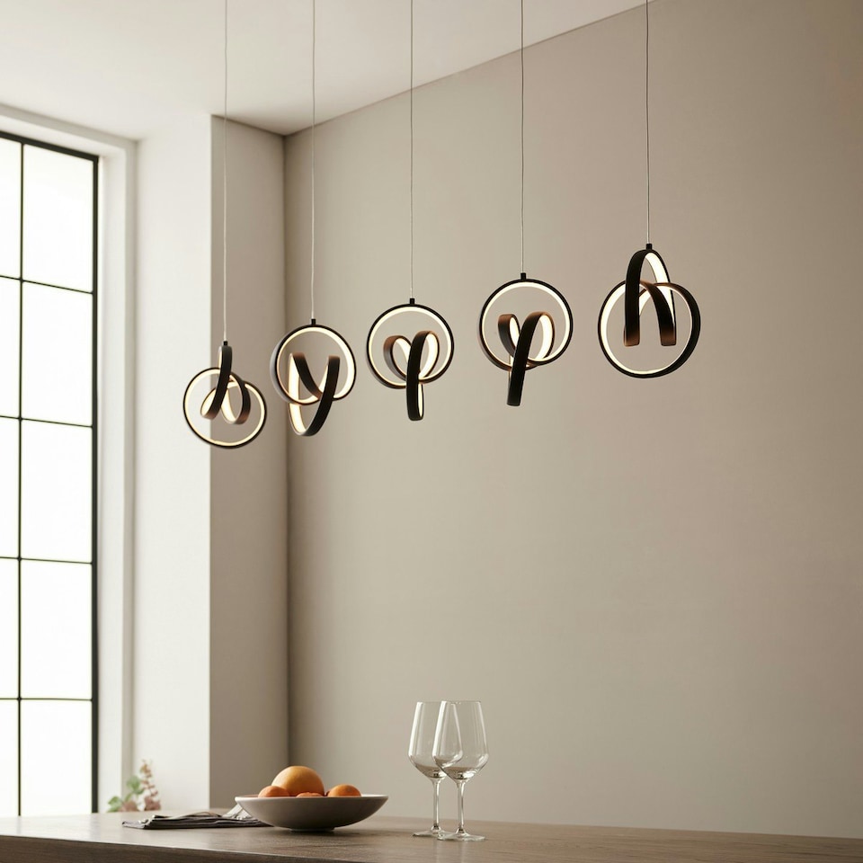 image 1 of Cosma Modern Designer Integrated LED Cluster Drop Pendant Textured Black Finish